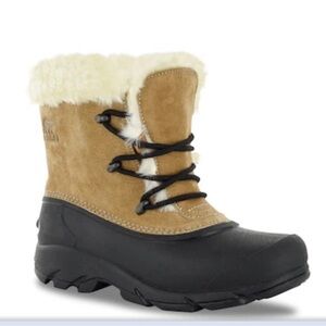 Sorel Snow Angel Winter Boots Rootbeer Tan Black Faux Fut Lace Up Boots Size 11
